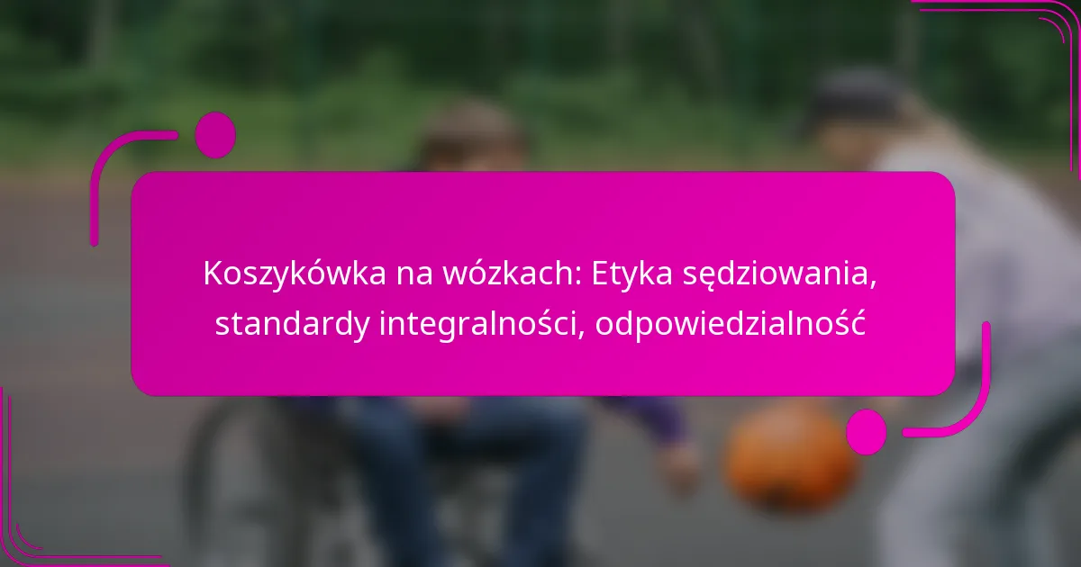 Koszykówka na wózkach: Etyka sędziowania, standardy integralności, odpowiedzialność