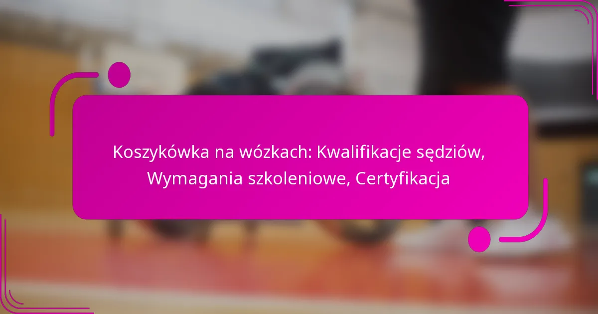 Koszykówka na wózkach: Kwalifikacje sędziów, Wymagania szkoleniowe, Certyfikacja