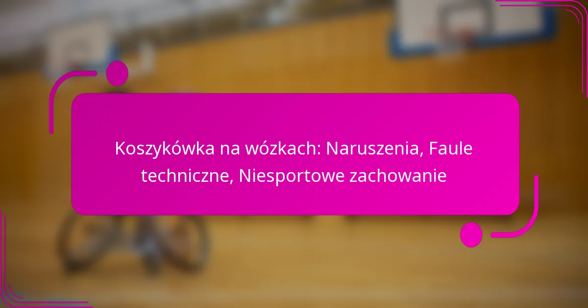 Koszykówka na wózkach: Naruszenia, Faule techniczne, Niesportowe zachowanie
