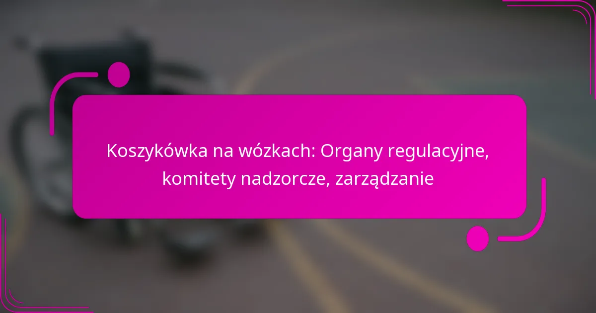 Koszykówka na wózkach: Organy regulacyjne, komitety nadzorcze, zarządzanie