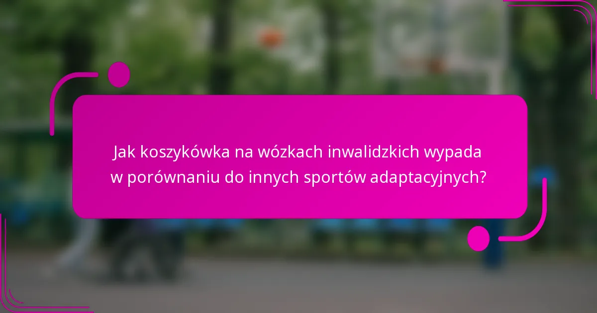 Jak koszykówka na wózkach inwalidzkich wypada w porównaniu do innych sportów adaptacyjnych?