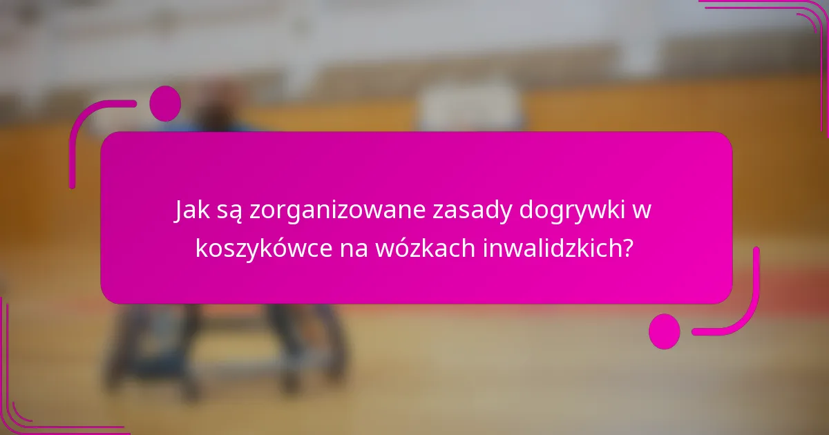 Jak są zorganizowane zasady dogrywki w koszykówce na wózkach inwalidzkich?
