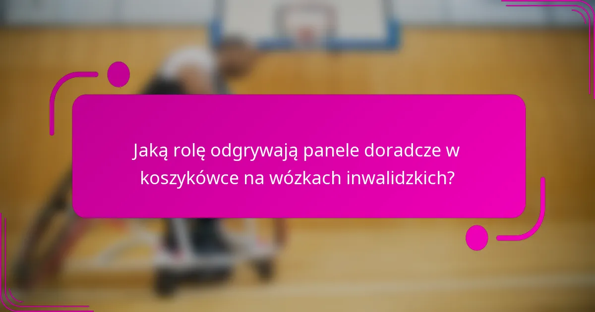 Jaką rolę odgrywają panele doradcze w koszykówce na wózkach inwalidzkich?