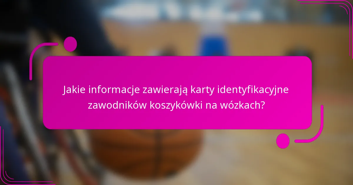 Jakie informacje zawierają karty identyfikacyjne zawodników koszykówki na wózkach?