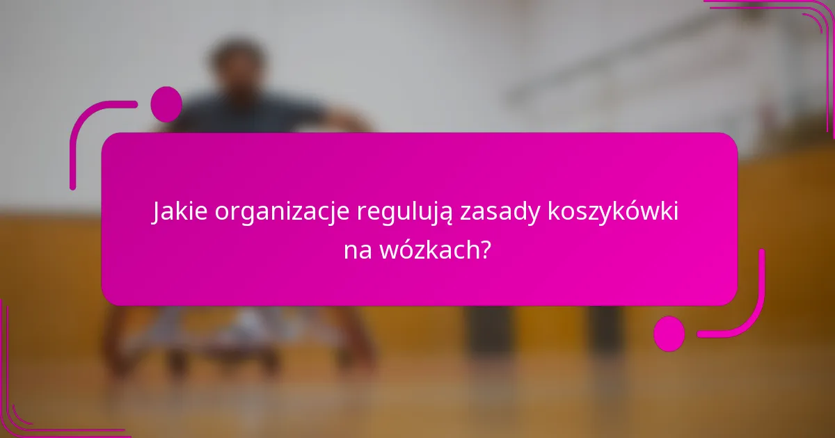 Jakie organizacje regulują zasady koszykówki na wózkach?