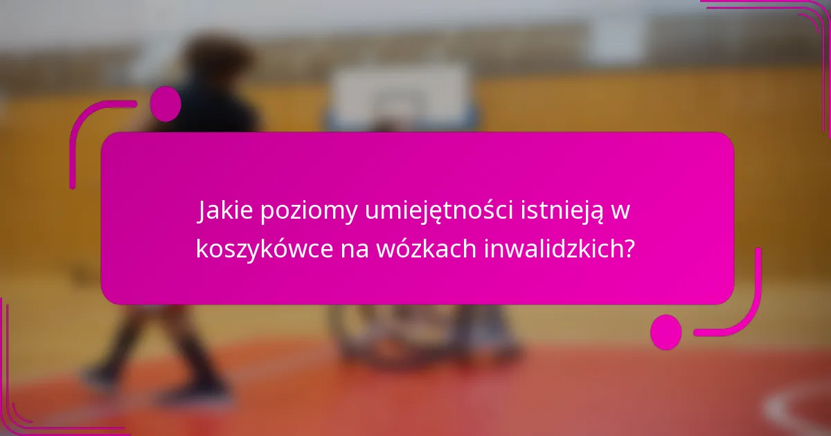 Jakie poziomy umiejętności istnieją w koszykówce na wózkach inwalidzkich?