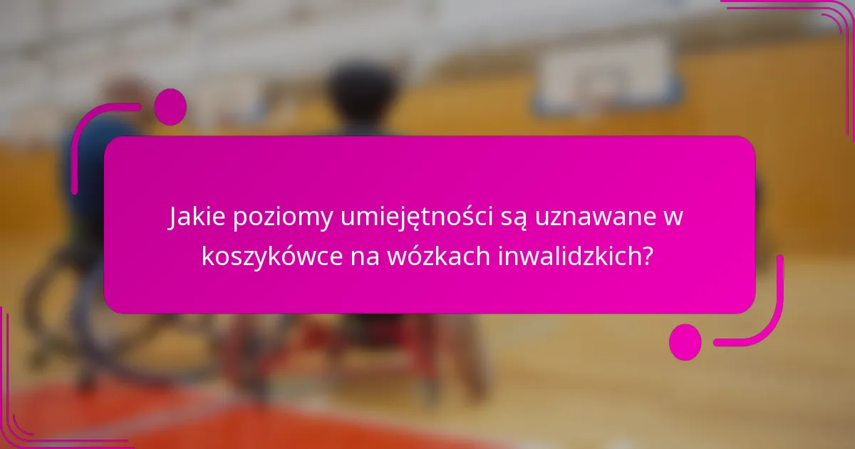 Jakie poziomy umiejętności są uznawane w koszykówce na wózkach inwalidzkich?