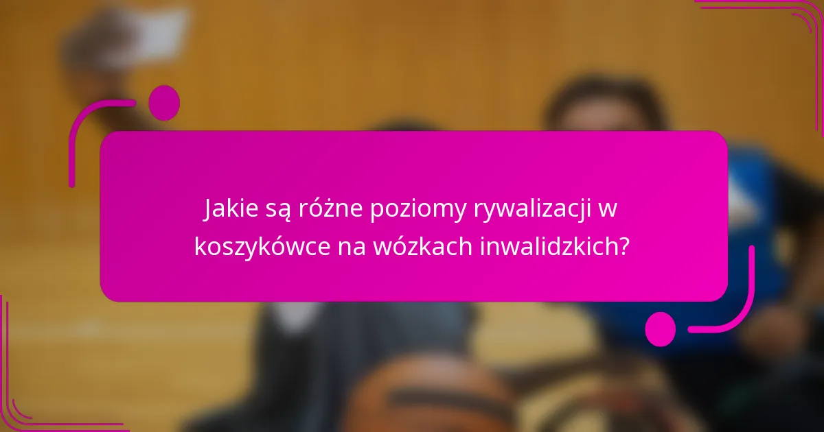 Jakie są różne poziomy rywalizacji w koszykówce na wózkach inwalidzkich?