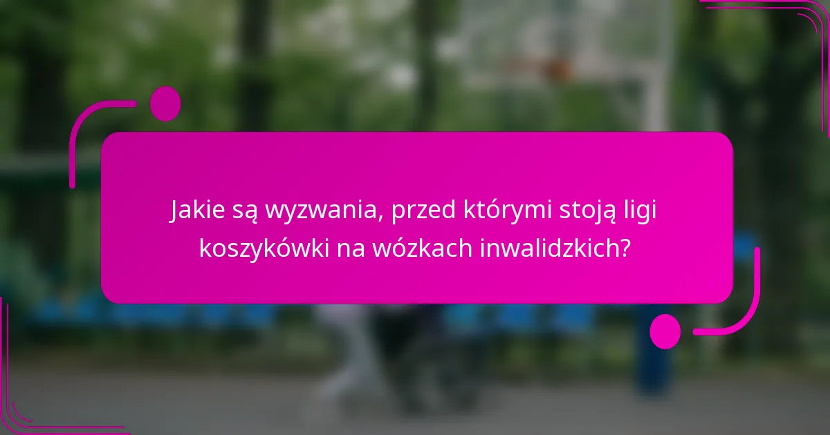 Jakie są wyzwania, przed którymi stoją ligi koszykówki na wózkach inwalidzkich?
