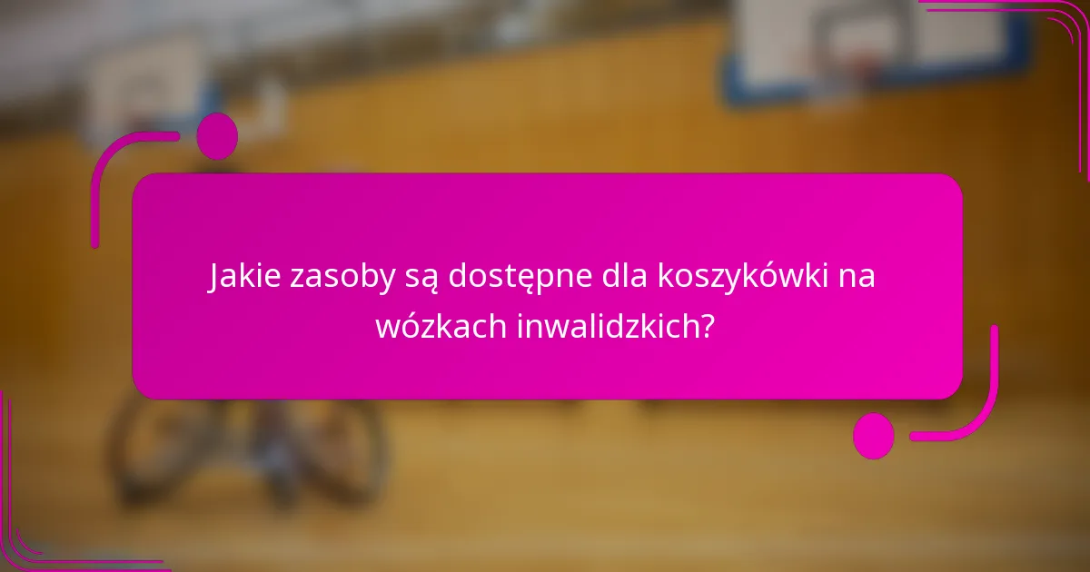 Jakie zasoby są dostępne dla koszykówki na wózkach inwalidzkich?