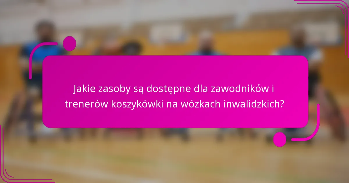 Jakie zasoby są dostępne dla zawodników i trenerów koszykówki na wózkach inwalidzkich?
